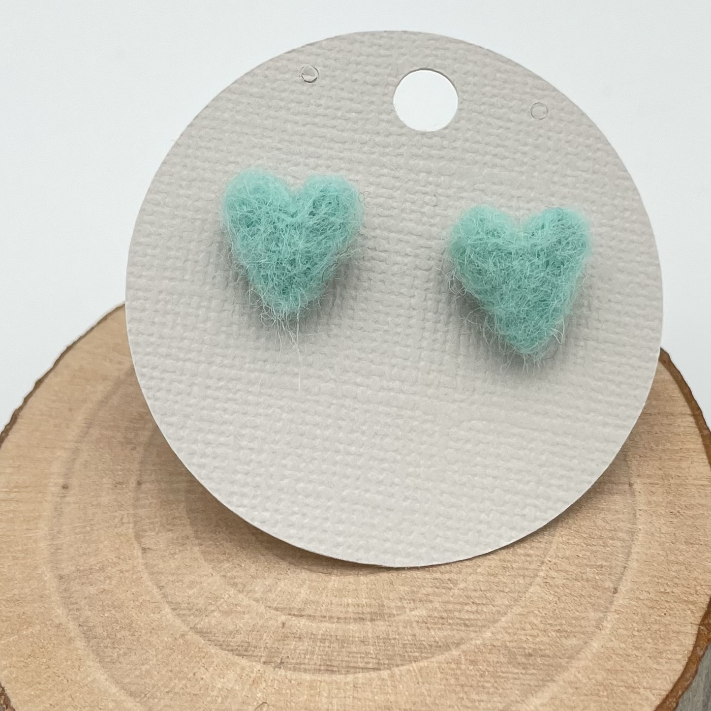 Heart Stud Earrings Needle-felted Wool, Lightweight